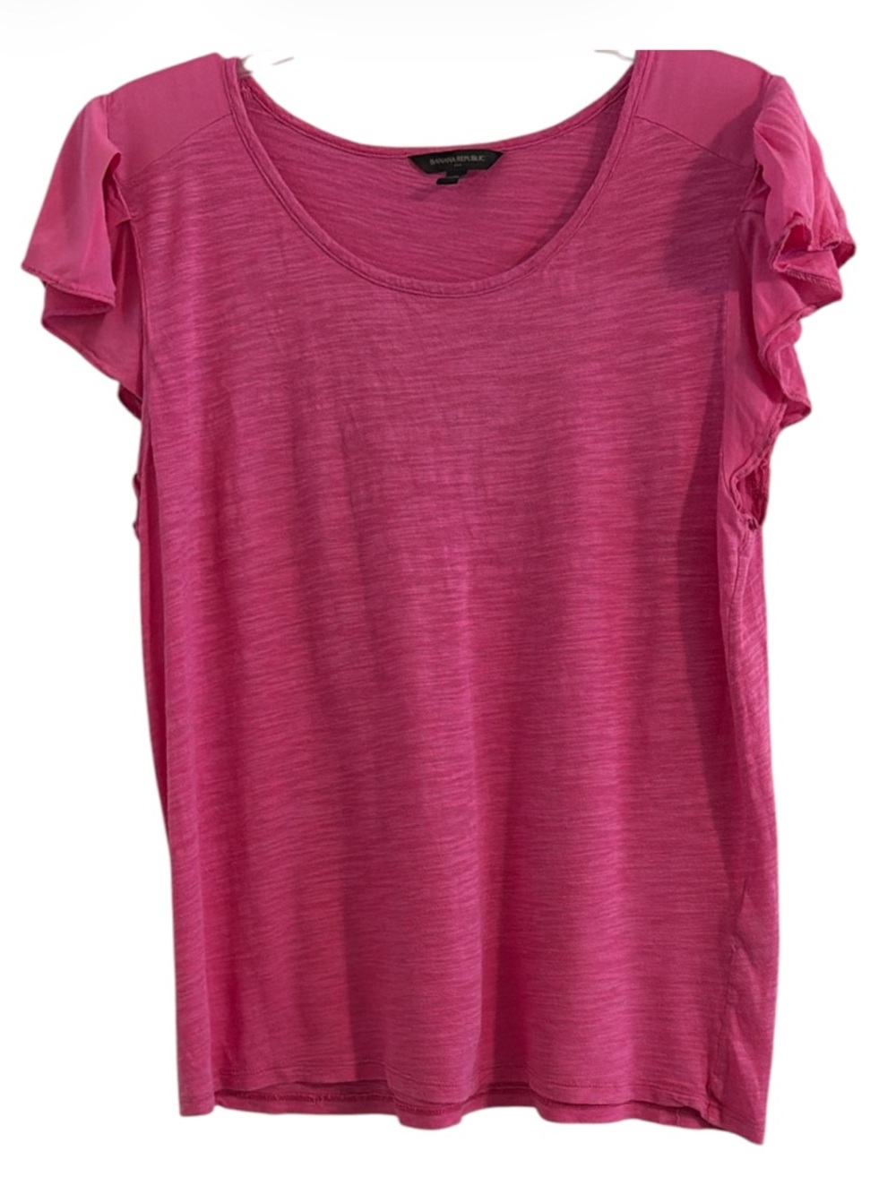 Banana Republic Pink Slub Knit Flutter Sleeve Top XL